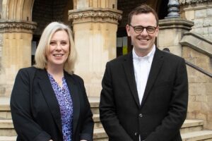 Cllr Louise Brent and Cllr Peter Mason outside Ealing Town Hall
