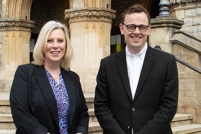 Cllr Louise Brent and Cllr Peter Mason outside Ealing Town Hall