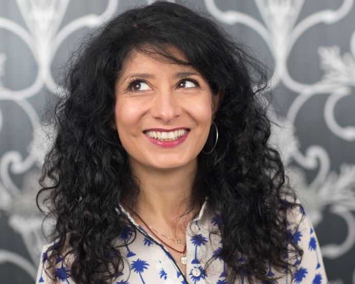 headshot of author and comedian Shappi Khorsandi