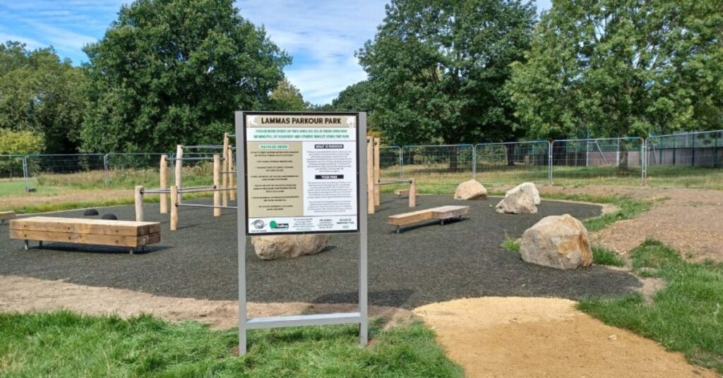 Lammas Parkour Park and sign