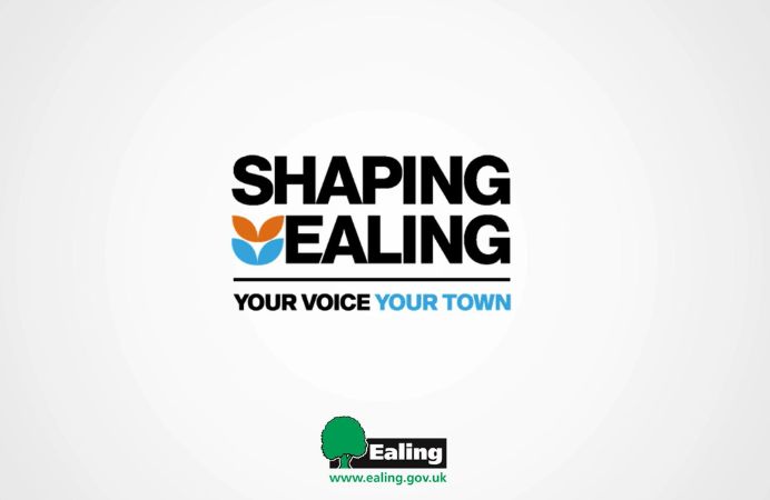 Council logo for Your Voice Your Town Shaping Ealing logo