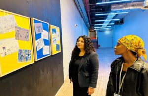 Cllr Kam Nagpal viewing the exhibition of artwork by young people with SEND at The Ealing project