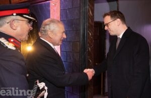 His Majesty The King meeting Cllr Peter Mason at Pitzhanger Manor, 7 December 2023