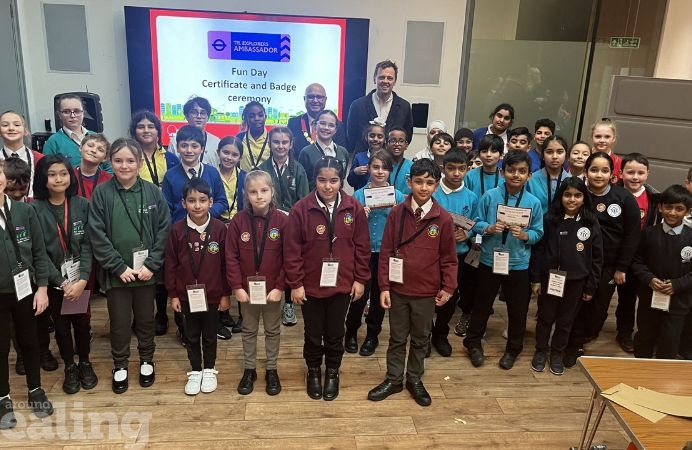 Cllr Mason and Ealing Mayor pose with explorer ambassadors