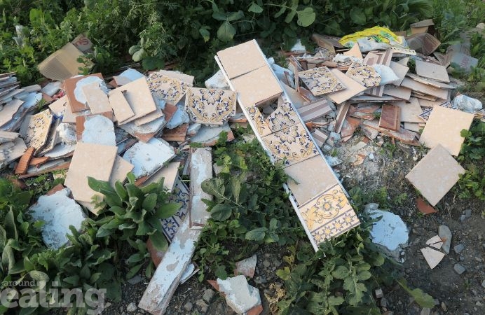 Rubbish dumped in green space