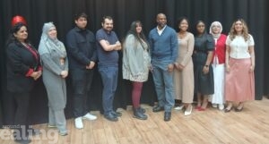 Group of nominees and attendees at awards event