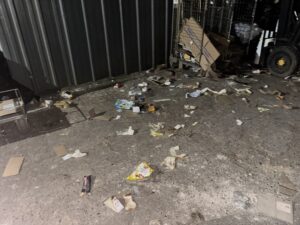 Poor rubbish storage at Bread Spread factory
