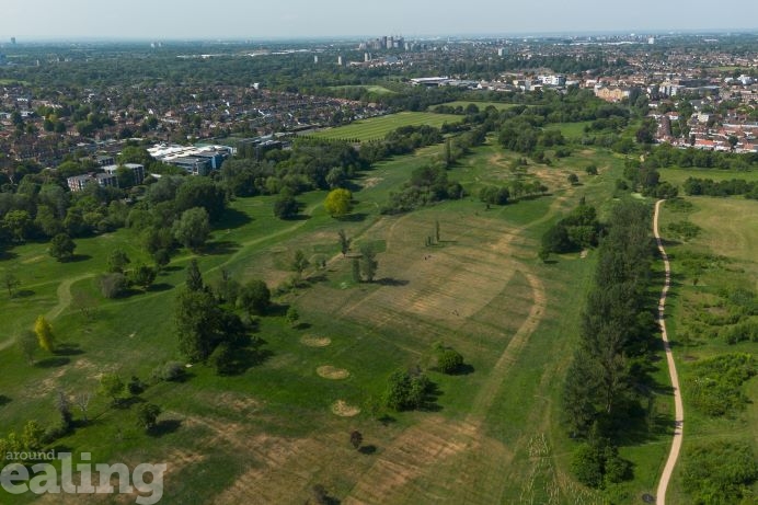 aerial view of Pear Tree Park in Perivale