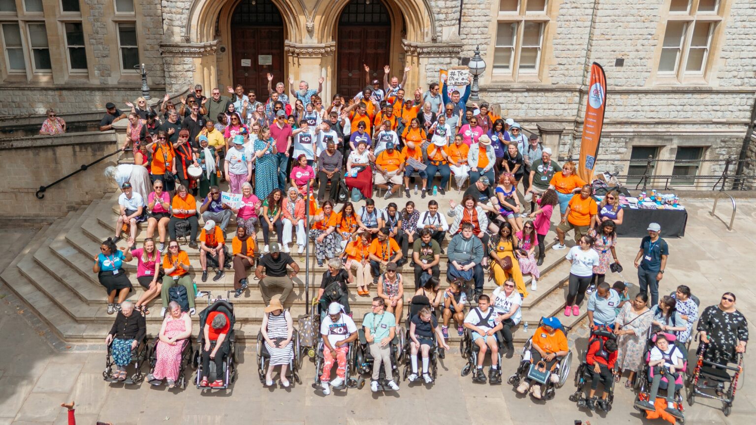 Council staff join with Ealing Mencap to celebrate Learning Disabilities Week outside Ealing Town Hall
