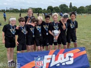 Little Ealing under 11 mixed team at the GB NFL Flag National Championships at Leeds Beckett University