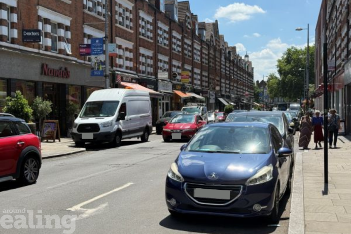 Cars and a van parked on Bond Street, Ealing