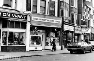 Street scene, showing Ealing Community Relations Council building in the 1970s