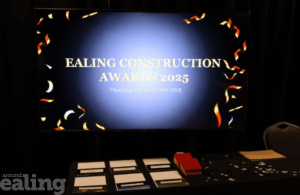 A screen saying Ealing Construction Awards 2025