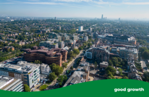 drone shot over Ealing Broadway