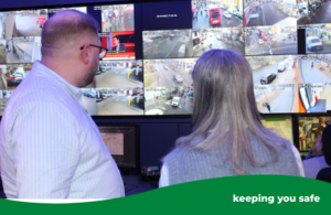 Cllr Jasbir Anand being shown the council's CCTV room