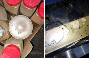 Mouse droppings on food containers and cooking equipment