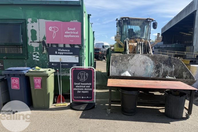 Electrical appliance recycling area at a household waste and recycling centre