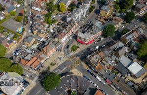Ariel view of houses and streets