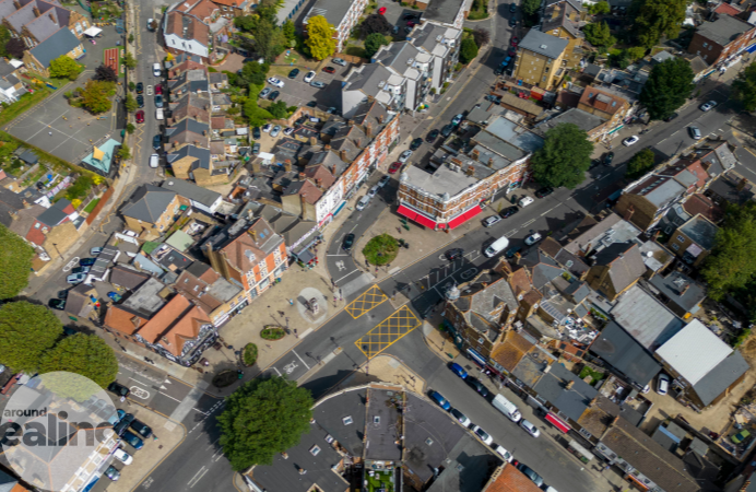 Ariel view of houses and streets