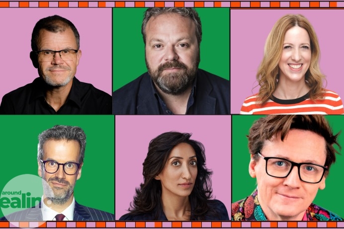 headshots of 6 comedians performing at Questors Comedy Festival